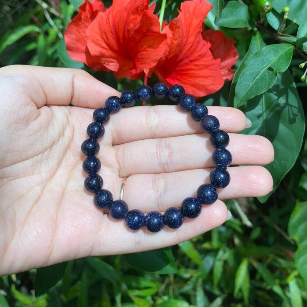 [SOLD] 8MM Blue Sunstone Bead Bracelet